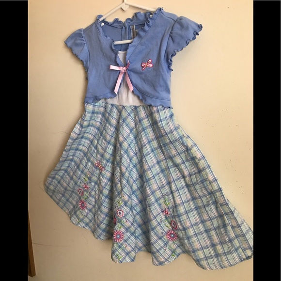 Rare 1980’s Gingham Butterfly appliqué Dress - Picture 2 of 8